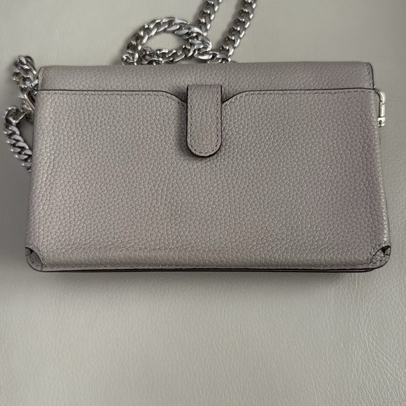 Michael Kors Gray Pebbled Leather Crossbody Wallet On Chain - Picture 7 of 11